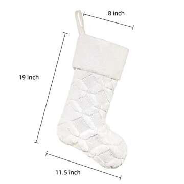 CARAKNOTS White Christmas Stockings 4 Pack Faux Fur Christmas Stockings for Family Kids Luxury 21 Inch Large Xmas for Holiday Party Home Fireplace Hanging Decorations