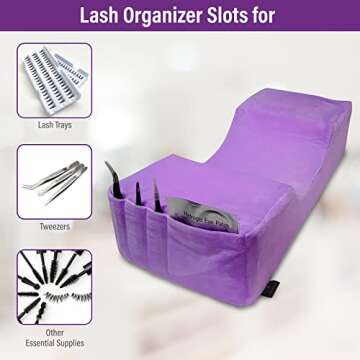 SAILFIN Lash Pillow for Lash Extensions, Eyelash Extension Pillow, Lash Bed Pillow, Memory Foam Lash Neck Pillow for Lash Extensions, Purple