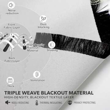 Deconovo Blackout Curtains, Thermal Insulated Room Darkening Drapes, Back Tab & Rod Pocket for Bedroom & Living Room, Noise Reducing, Set of 2, Greyish White, 52W x 84L Inch