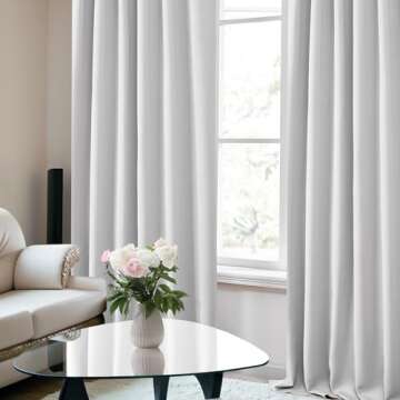 Deconovo Blackout Curtains, Thermal Insulated Room Darkening Drapes, Back Tab & Rod Pocket for Bedroom & Living Room, Noise Reducing, Set of 2, Greyish White, 52W x 84L Inch