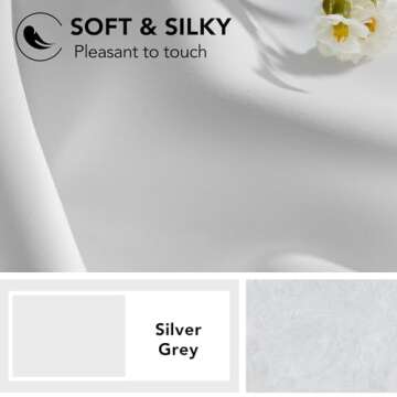 Deconovo Blackout Curtains, Thermal Insulated Room Darkening Drapes, Back Tab & Rod Pocket for Bedroom & Living Room, Noise Reducing, Set of 2, Greyish White, 52W x 84L Inch