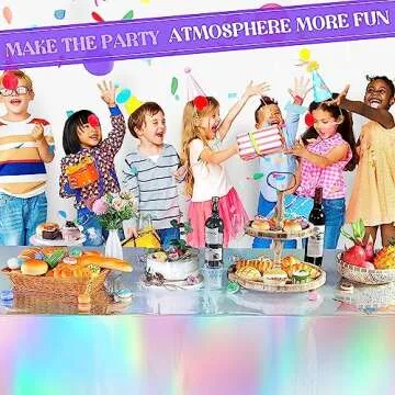 GREATRIL Iridescent Party Table Cloths Disposable Tablecloth for Mermaid/Under Sea/Frozen Theme Birt...