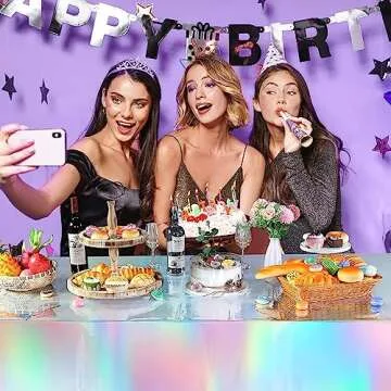 GREATRIL Iridescent Party Table Cloths Disposable Tablecloth for Mermaid/Under Sea/Frozen Theme Birthdays Party Decorations Rectangle Tablecover 54'' x 108'' - 2 Packs