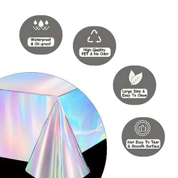 GREATRIL Iridescent Party Table Cloths Disposable Tablecloth for Mermaid/Under Sea/Frozen Theme Birthdays Party Decorations Rectangle Tablecover 54'' x 108'' - 2 Packs