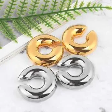 Stunning Chunky Ear Cuff Earrings Set - Non Piercing Stylish Ear Clips for Women