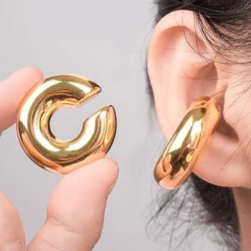 Chunky Ear Cuff Earrings Set - Stylish Non-Piercing Ear Clips