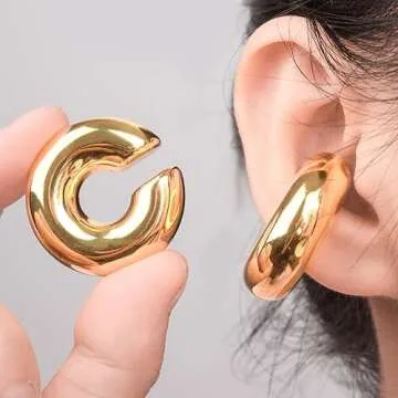 Chunky Ear Cuff Earrings Set - Stylish Non-Piercing Ear Clips