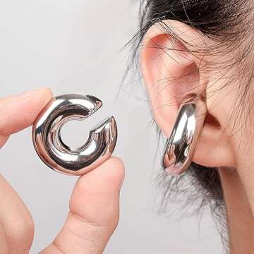 Chunky Ear Cuff Earrings Set - Stylish Non-Piercing Ear Clips