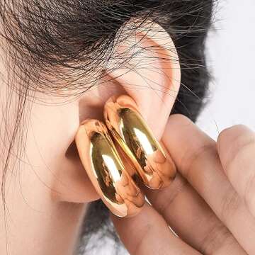 Chunky Ear Cuff Earrings Set - Stylish Non-Piercing Ear Clips