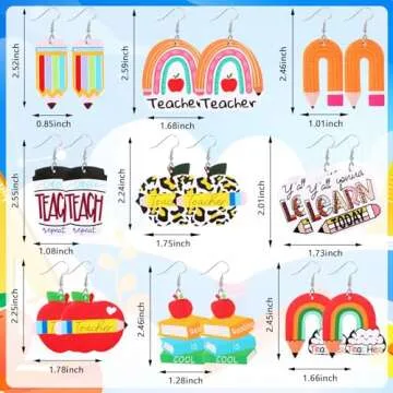 AUGSUN 9 Pairs Teacher Earrings for Women, Faux Leather Teardrop Earrings, Double-Sided Design Earri...