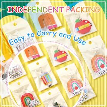 AUGSUN 9 Pairs Teacher Earrings for Women, Faux Leather Teardrop Earrings, Double-Sided Design Earrings, Rainbow Pencil Book Earrings for Graduation Teacher Appreciation Gift, Back to School Jewelry