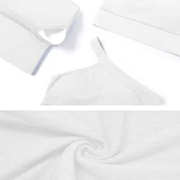 H-Quenby One Shoulder Sports Bras for Women Workout Yoga Crop Top Padded Sexy Cute Post-Surgery Medium Support White