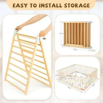 Expandable Wooden Playpen for Safe Indoor & Outdoor Fun