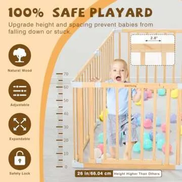 Expandable Wooden Playpen for Safe Indoor & Outdoor Fun
