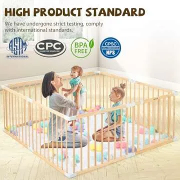 Expandable Wooden Playpen for Safe Indoor & Outdoor Fun