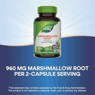 Nature's Way Marshmallow Root, Traditionally Used to Soothe Digestion*, Non-GMO Project Verified, Vegan, 100 Capsules
