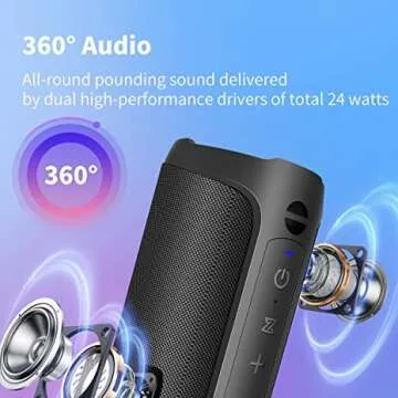 Bluetooth Speaker with 24W Loud Sound & Bass