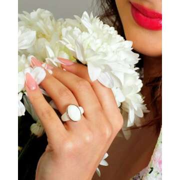 Rinfit Silicone Wedding Bands for Women - Elegant Rubber Rings in White & Metal Rose Gold, Size 6