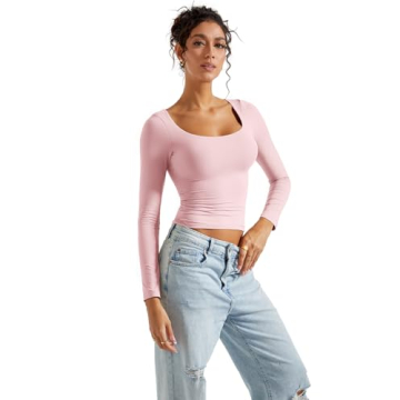 SUUKSESS Women's Double Lined Crop Top Buttery Soft Pink S