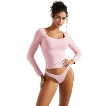 SUUKSESS Women's Double Lined Crop Top Buttery Soft Pink S