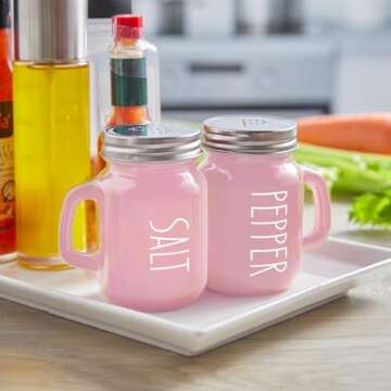 Pink Salt and Pepper Shakers Set - Vintage Kitchen Accessories for Your Home