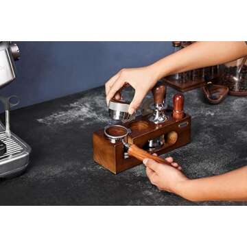 Teyearlife 54mm Bottomless Portafilter Replacement for Breville Portafilter Fits Barista Express(BES870) Pro Touch Bambino Infuser Duo Temp Espresso Accessories Made of Stainless Steel and Solid wood