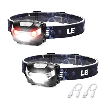 Lighting Ever LED Headlamp Rechargeable 2 Packs - Super Bright for Outdoor Adventures