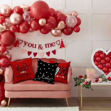 DFXSZ Valentine's Day Pillow Covers 18x18 Inch Set of 2 White Hearts Decor Black Throw Pillow Covers Valentine's Day Cushion Case Decoration for Sofa Couch 55D