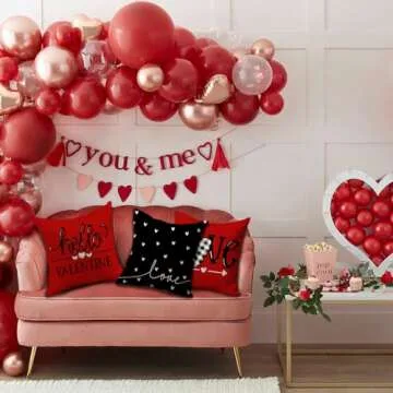 DFXSZ Valentine's Day Pillow Covers 18x18 Inch Set of 2 White Hearts Decor Black Throw Pillow Covers Valentine's Day Cushion Case Decoration for Sofa Couch 55D