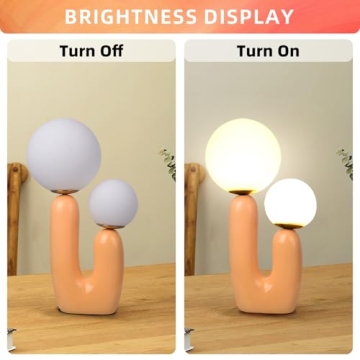 Arturesthome Nightstand Desk Lamp, Creative Nordic Living Room Bedside Bedroom Table Lamp with Led Bulbs, Beige