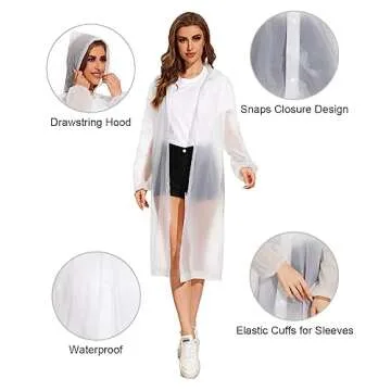 2-Pack Reusable Rain Ponchos for Adults Lightweight