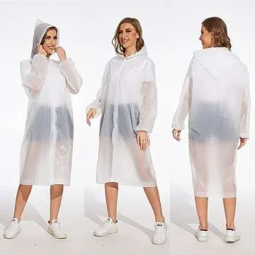 2-Pack Reusable Rain Ponchos for Adults Lightweight