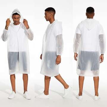 2-Pack Reusable Rain Ponchos for Adults Lightweight