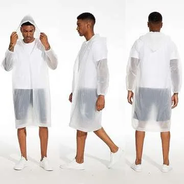 2-Pack Reusable Rain Ponchos for Adults Lightweight