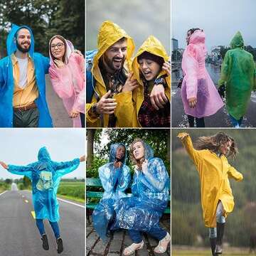 2-Pack Reusable Rain Ponchos for Adults Lightweight