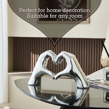 FJS Silver Heart Hands Sculpture - Elegant Home Decor Gift
