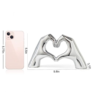 FJS Silver Heart Hands Sculpture - Elegant Home Decor Gift