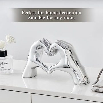 FJS Silver Heart Hands Sculpture - Elegant Home Decor Gift