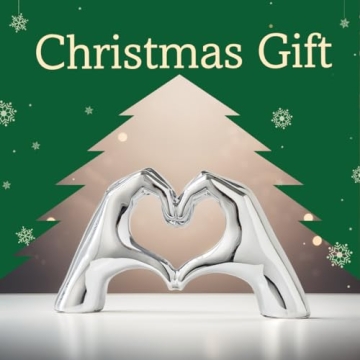 FJS Silver Heart Hands Sculpture - Elegant Home Decor Gift