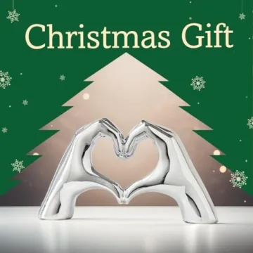 FJS Silver Heart Hands Sculpture - Elegant Home Decor Gift