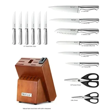 McCook German Stainless Steel Knife Sets with Sharpener