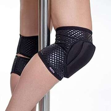 Queen Wear – Sleek Black Grip – Pole Dance Knee Pads – Perfect Woman Protection for Pylon Ball...