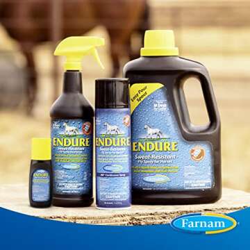 Farnam Endure Sweat-Resistant Horse Fly Spray, Kills, Repels, Protects, 32 Ounces, Quart Spray