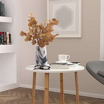 Rinlong 6Pcs Artificial Eucalyptus Stems 35 Inch Fake Fall Foliage Leaves Eucalyptus Branches Autumn Leaves Faux Fall Floral Stems Greenery Artificial Fall Flowers for Decoration Mordern Fall Decor