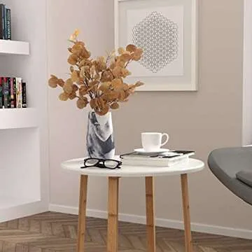 Rinlong 6Pcs Artificial Eucalyptus Stems 35 Inch Fake Fall Foliage Leaves Eucalyptus Branches Autumn Leaves Faux Fall Floral Stems Greenery Artificial Fall Flowers for Decoration Mordern Fall Decor