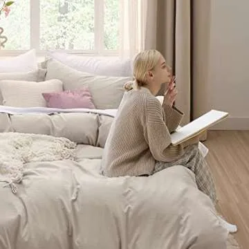 Bedsure Duvet Cover Full Size - 3 Pieces Prewashed Extra Soft Bedding Set, Includes 1 Duvet Cover 80x90 Inches with Zipper Closure & 2 Pillow Shams, Linen, Comforter Not Included