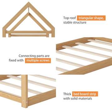 Durable Merax Twin Size Wooden House Bed for Kids