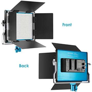 Neewer Metal Bi-Color LED Video Light for Studio, YouTube, Product Photography, Video Shooting, Durable Metal Frame, Dimmable 660 Beads, with U Bracket and Barndoor, 3200-5600K, CRI 96+ (Blue)