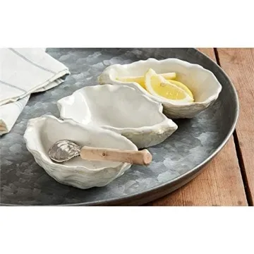 Mud Pie 10.25" Oyster Triple Dip Serving Set for Hosts