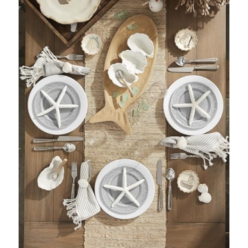 Mud Pie 10.25" Oyster Triple Dip Serving Set for Hosts